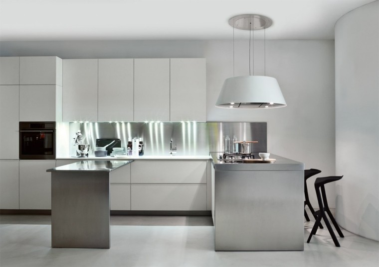 decoración cocina muebles metal resistentes ideas