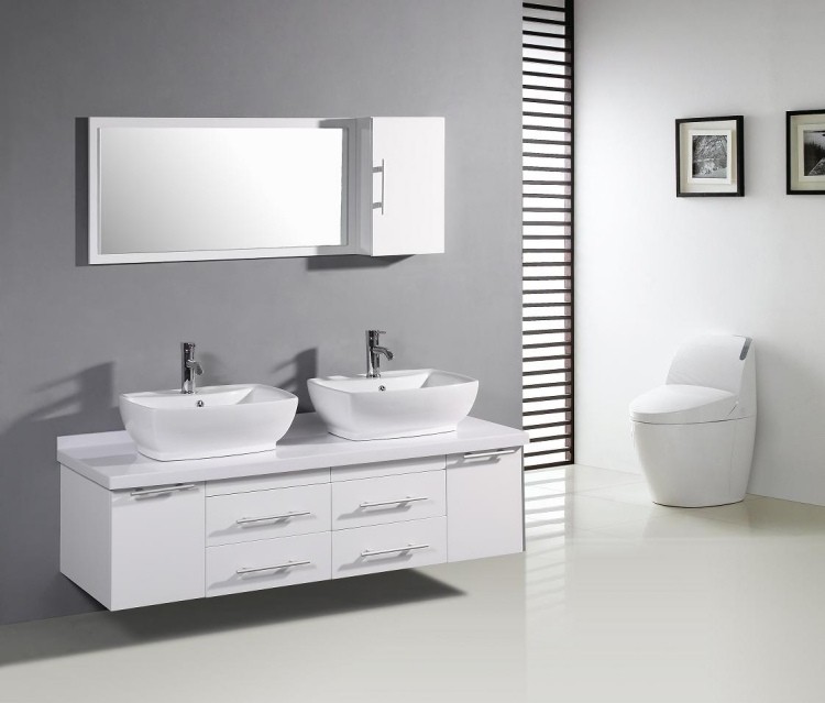 diseño baño pared color gris