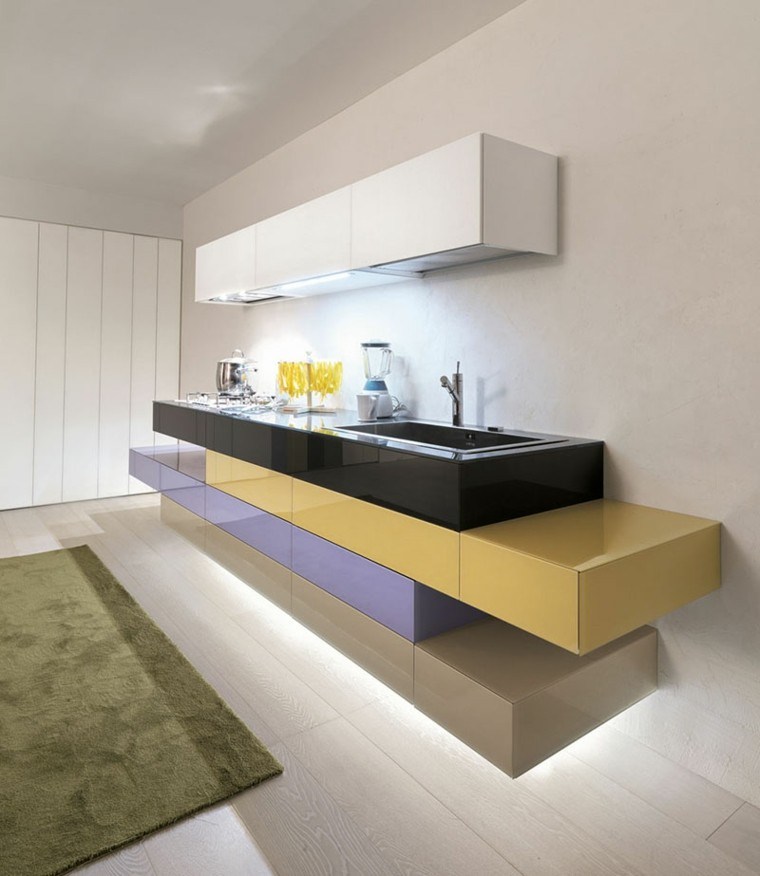 diseño cocina pequeña moderna muebles