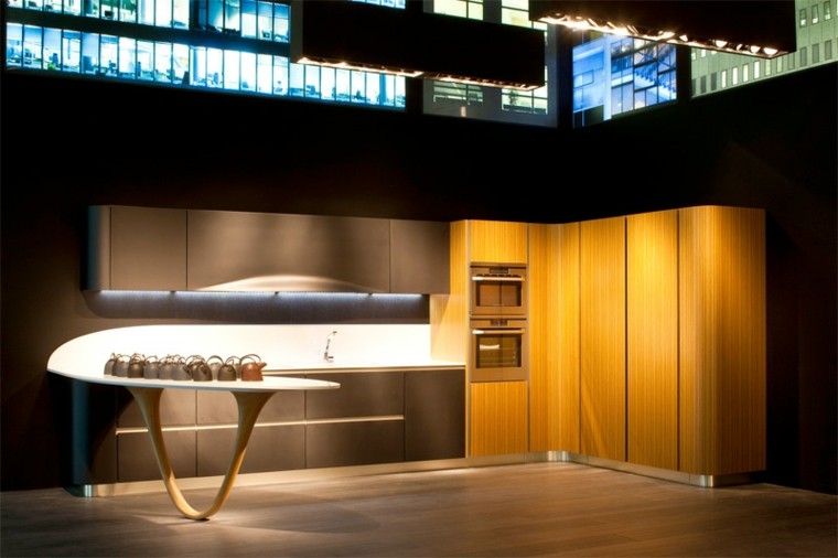 módulo de cocina con mesa integrada diseño de cocinas modernas teteras