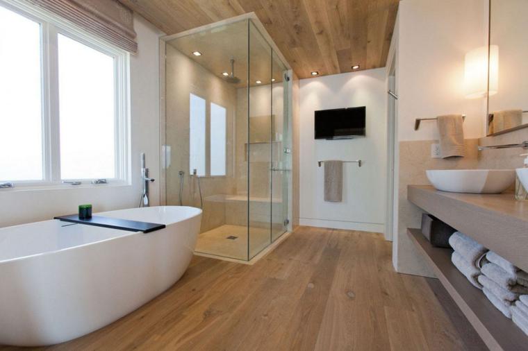 revestimientos madera baños modernos