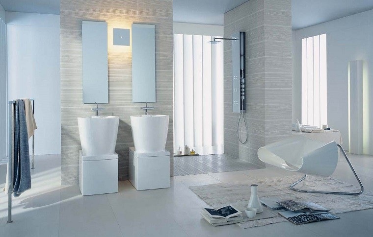 diseño de baños blancos modernos