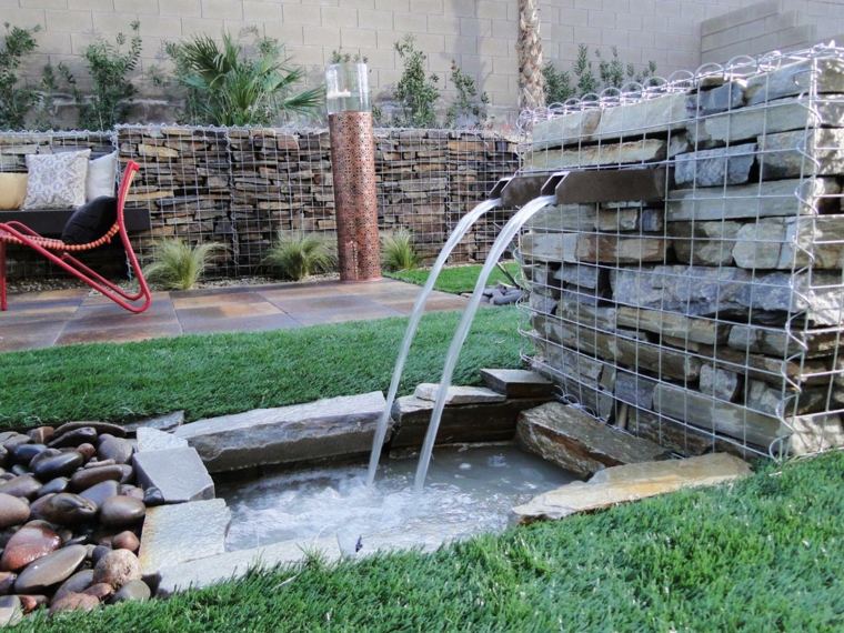diseño moderno fuente agua piedra