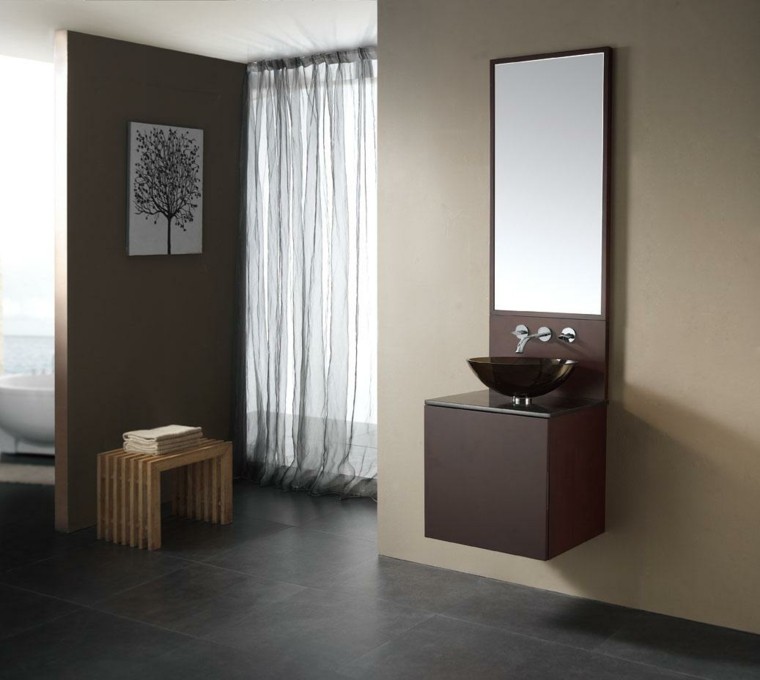 diseño muebles baño color marrones