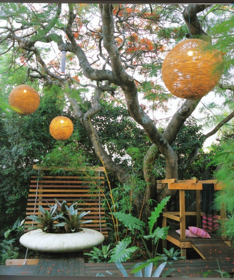 diseño paisaje jardin bolas naranja