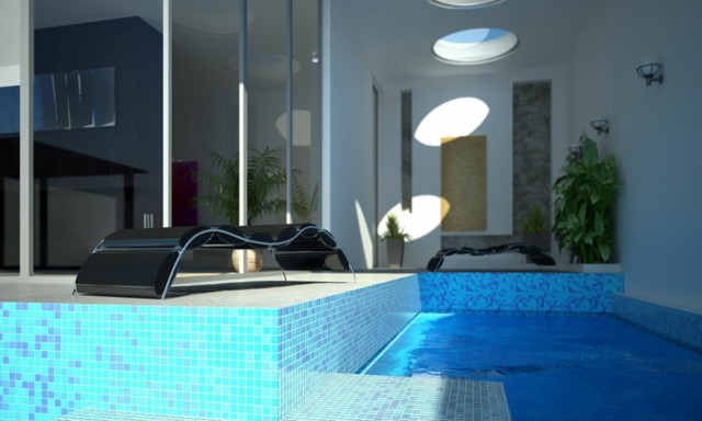 diseño piscinas mosaico color celeste