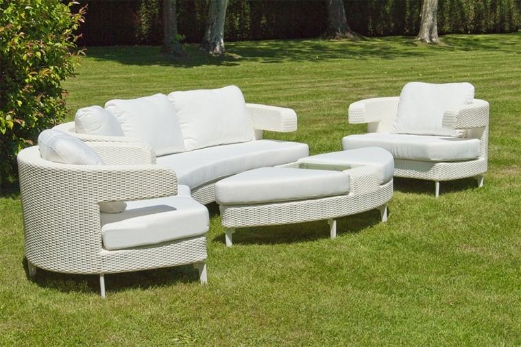 diseño muebles blancos rattan jardin 