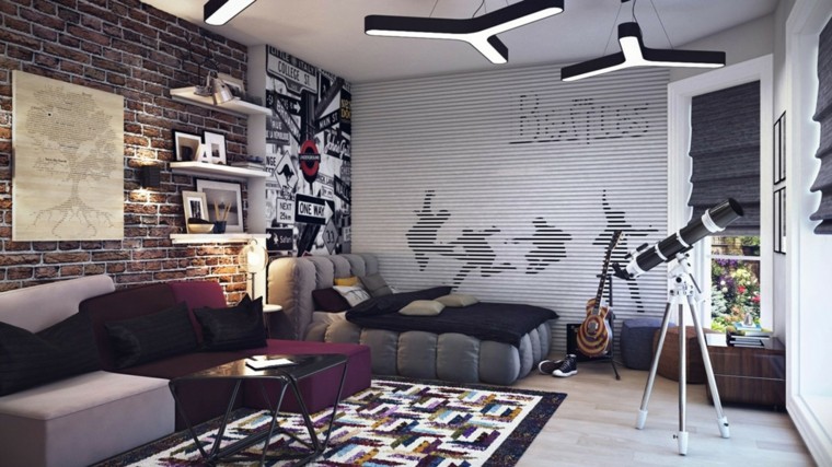 graffiti dormitorio amplio chicos jovenes pared decorada ideas
