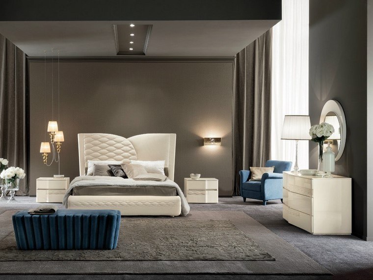 dormitorio moderno lampara preciosa butaca azul ideas