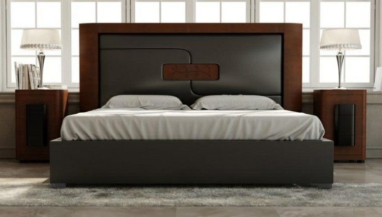 dormitorios diseño madera cuero negro