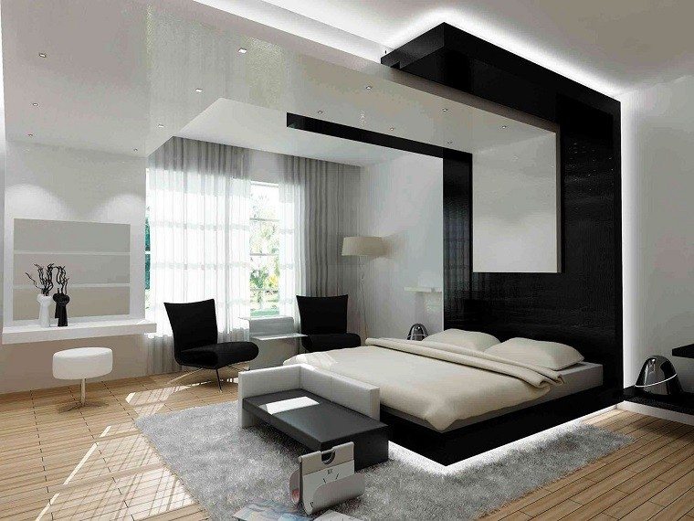 dormitorios diseño oscuro habitacion sillas