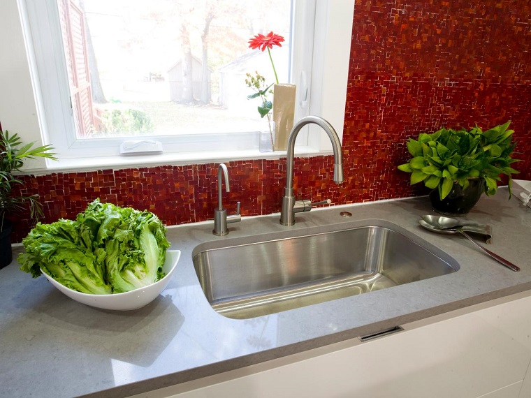 encimeras de cocina granito gris lavabo ideas