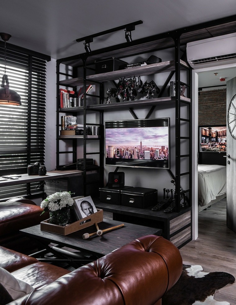 Pisos pequeños con paredes de ladrillo y diseño moderno