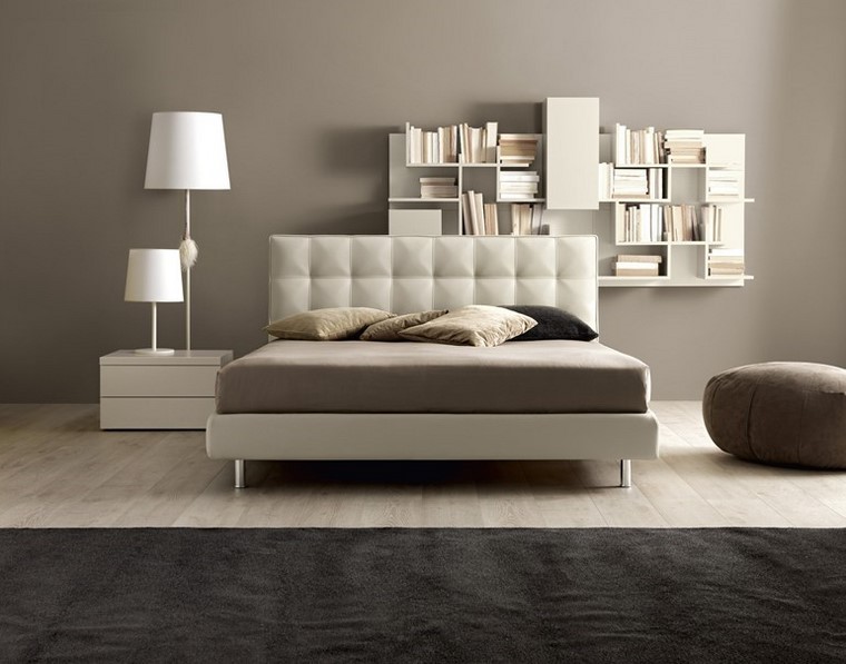 estanterias madera blancas dormitorio moderno ideas