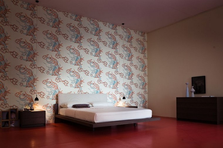 estilo minimalista dormitorio papel pared precioso ideas
