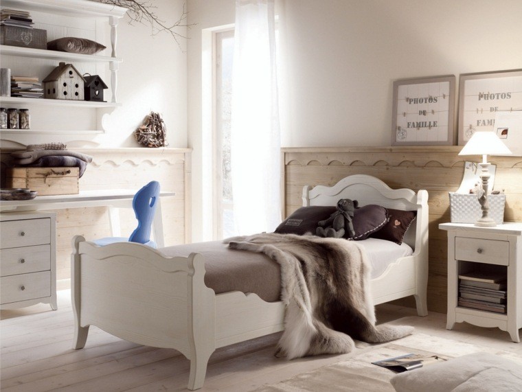 estupenda cama madera blanca osito