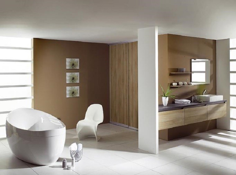 diseño moderno baño blanco madera