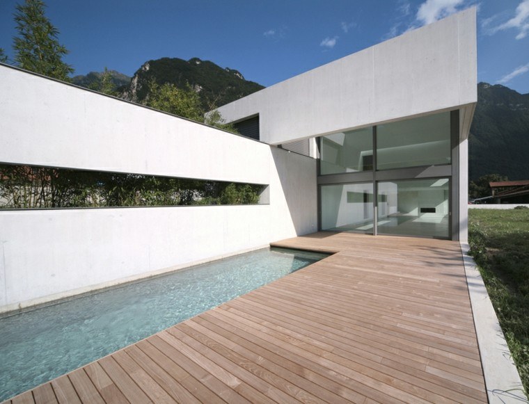 estupendo diseño terraza piscina madera