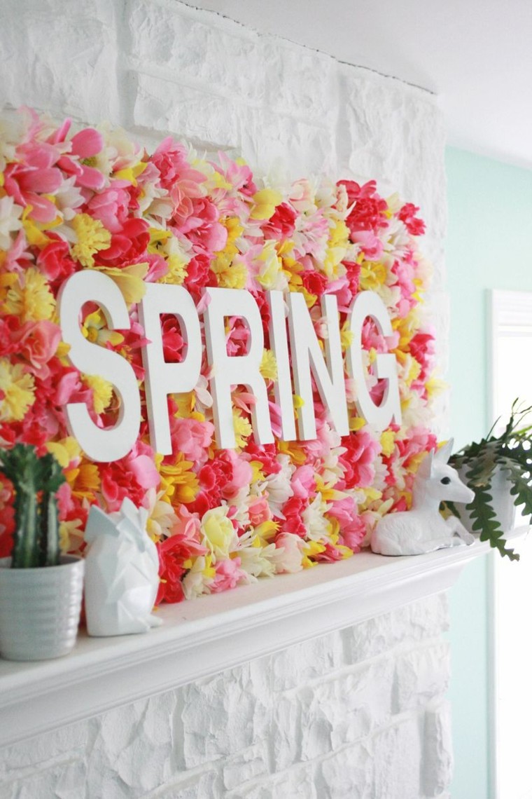 flores pared decorada verano colores ideas