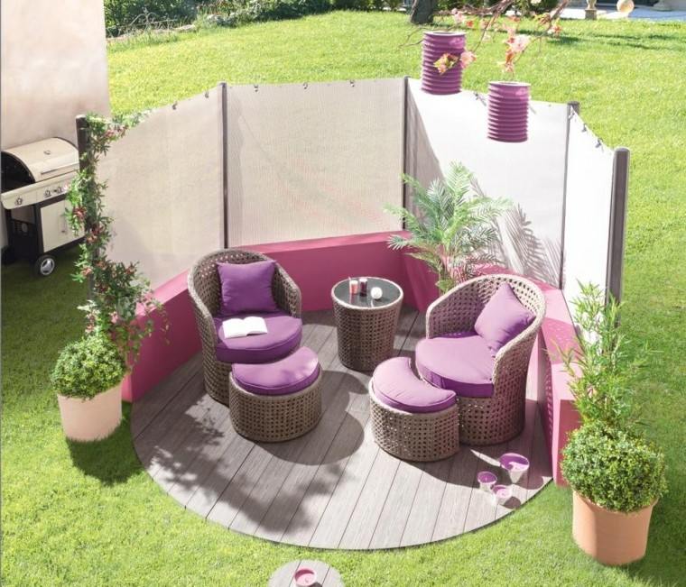 glorieta jardin muebles rattan rosa