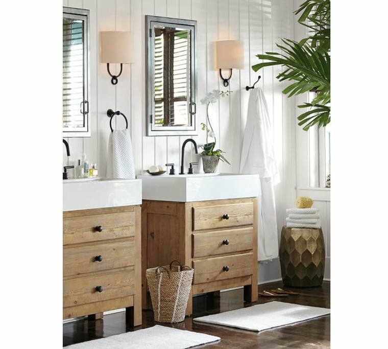 interiores minimalistas baños modernos dos lavabos ideas