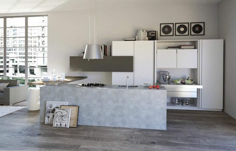 isla grande hormigon cocina moderna ideas