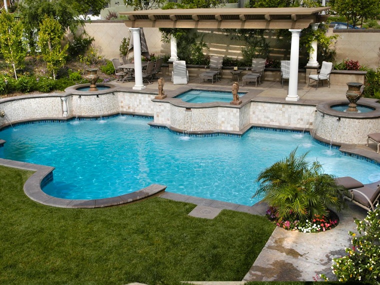 jardin estilo mediterraneo pergola piscina ideas
