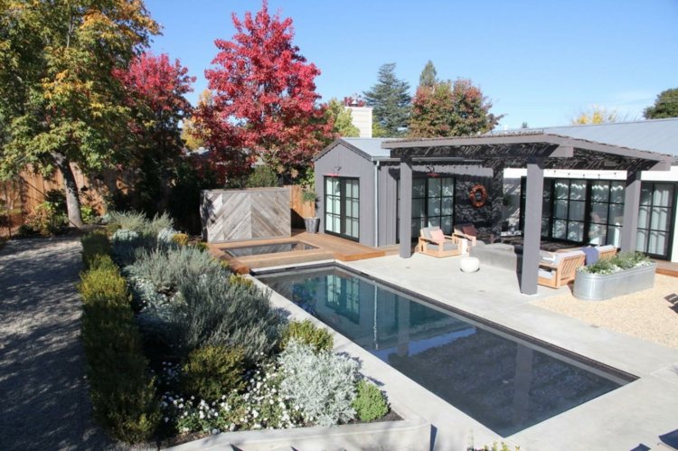 jardin estilo  minimalista piscina pergola ideas