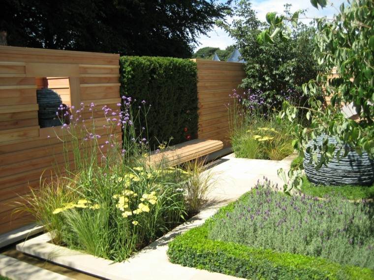 jardin natural banco plantas verdes ideas