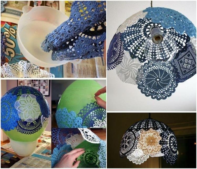 lampara casera hecha piezas crochet
