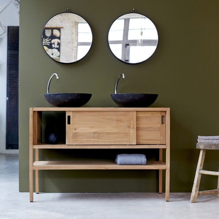 lavabos negros sobre encimera de madera lavabos negros sobre encimera madera