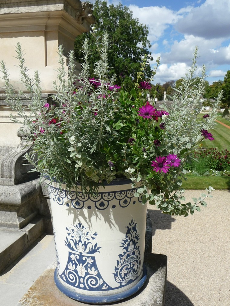 maceta blanca con plantas bonitas maceta preciosa plantas jardin moderno ideas