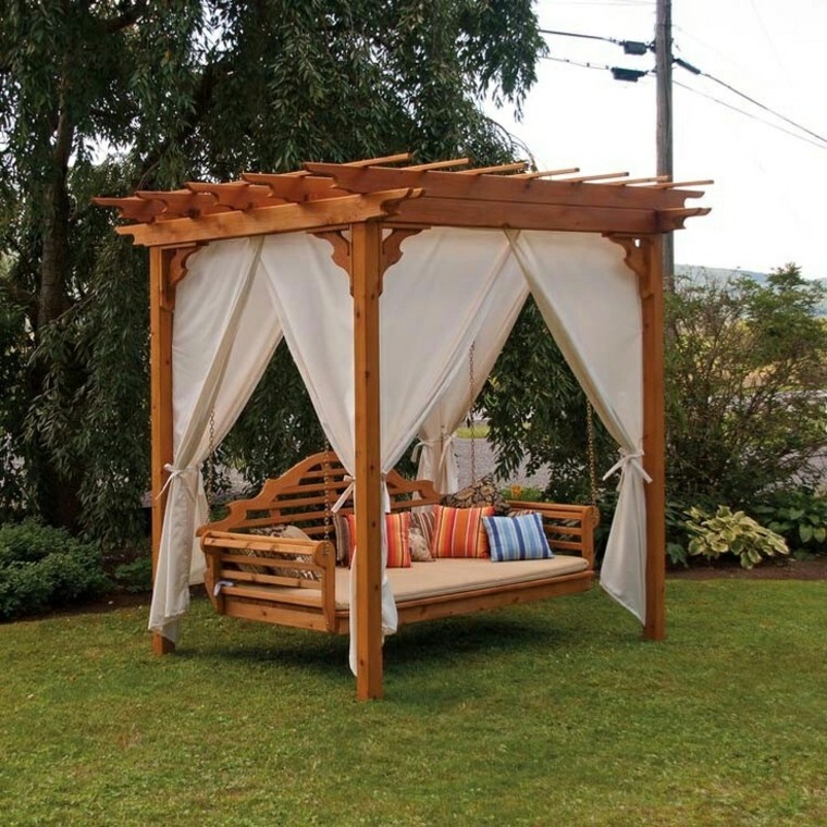 madera pergola especial modelo cortinas