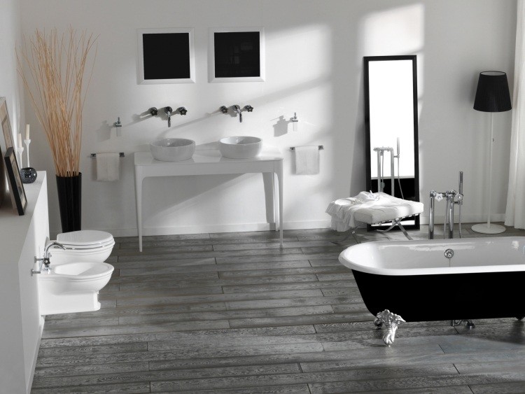 mueble de lavabo en forma de mesa alta mesa moderna blanca dos lavabos