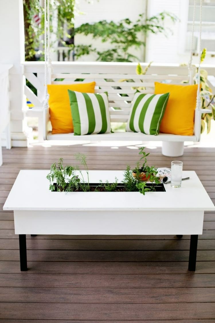 mesa te jardinera plantas dentro