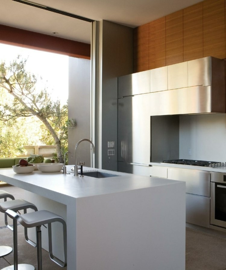 moderna amplia cocina madera contemporanea
