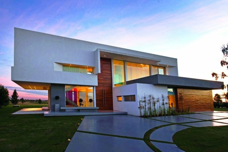 iluminación tenue moderno frente casa creativo tenue