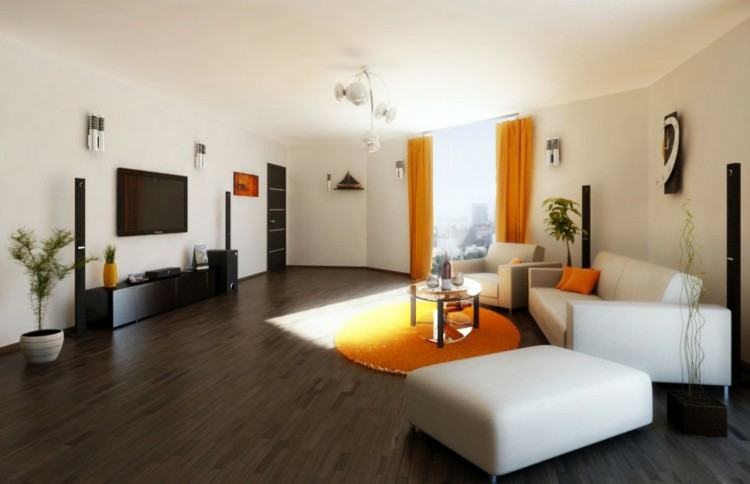 naranja salon madera suelo textiles