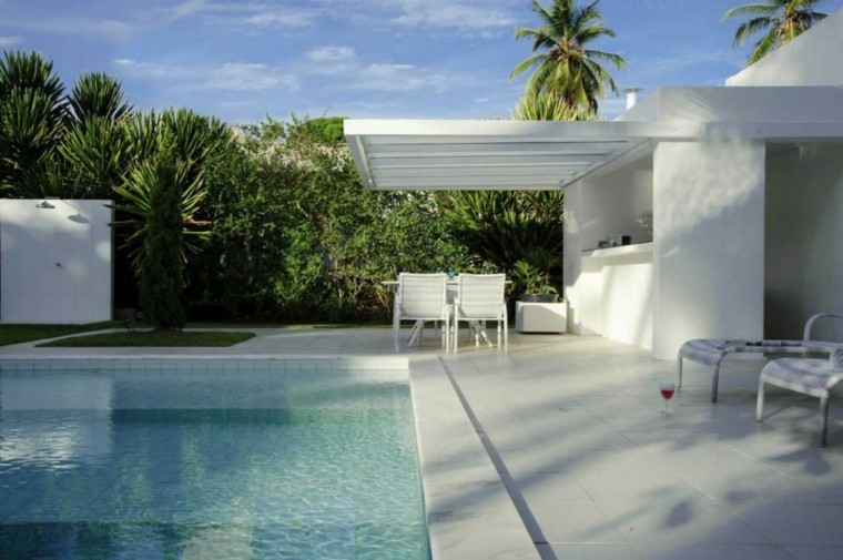 diseño de jardín de color blanco patio estilo moderno color blanco