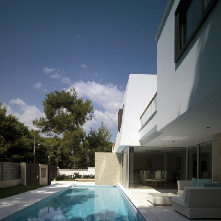 modelos de decoración paisajista patio estilo moderno dificio blanco