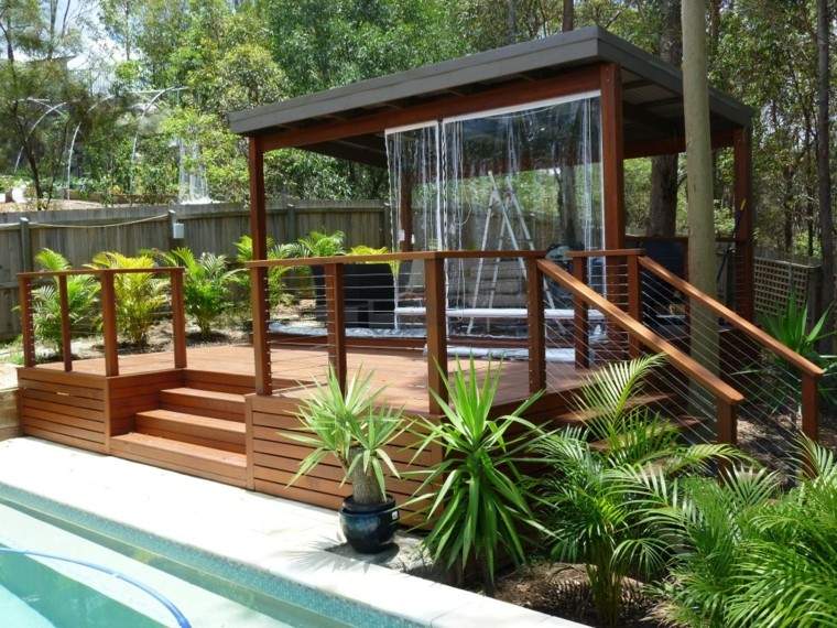 pergola mirador piscina madera plataforma