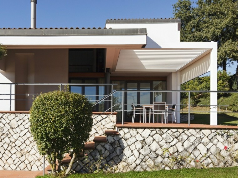 pergola madera blanca terraza casa ideas