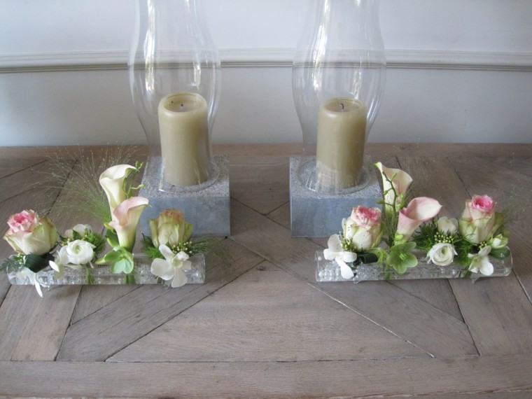 ramos de flores pequenos velas decoracion ideas