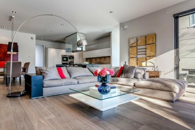 salon diseño moderno sofa gris