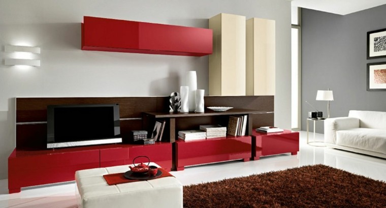 salon estilo moderno gris rojo