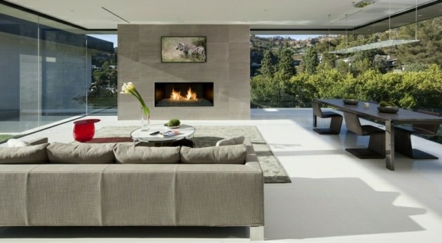 salon moderno vistas chimenea sofa