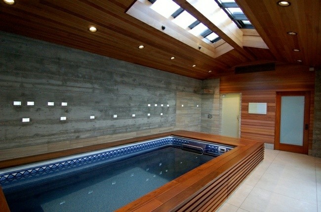 sauna baño piscina revestimiento madera