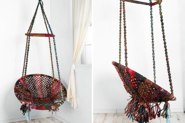 sillas colgantes crochet colores interior