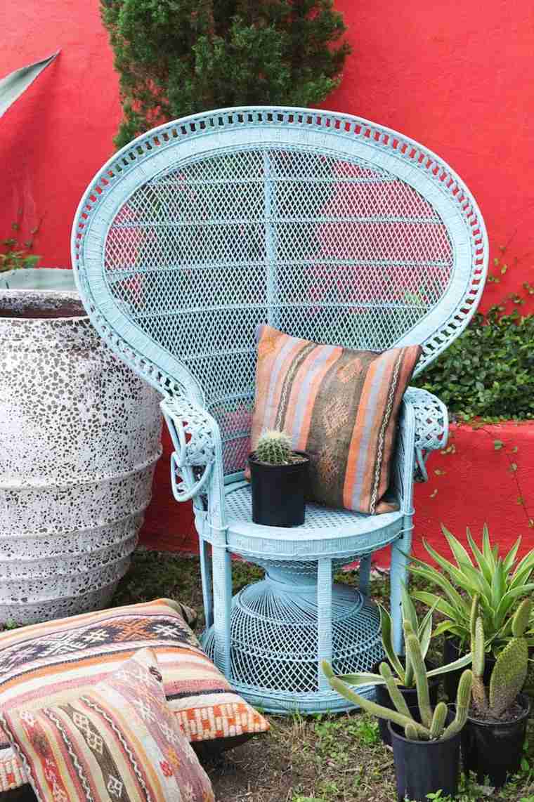 sillas pavo color azul jardin moderno ideas