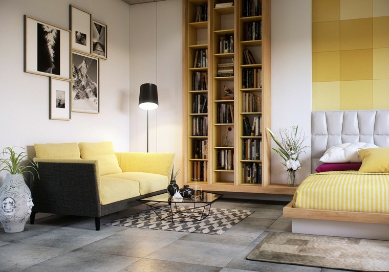 sofa amarillo foto ocho dormitorios de matrimonio